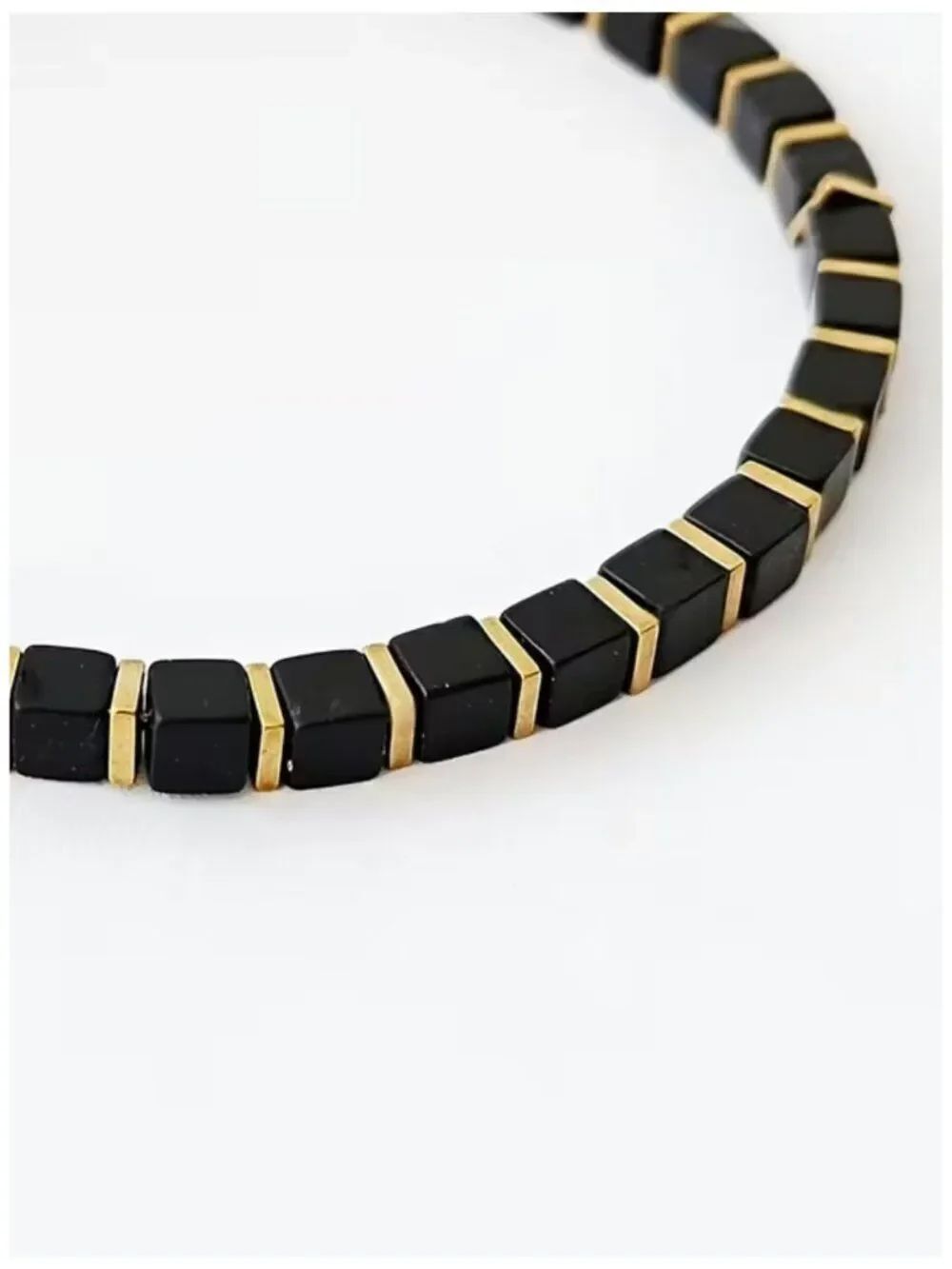 NWT Square Faux Obsidian Bead Fortune Bracelet Unisex Prosperity & Abundance - Picture 5 of 6